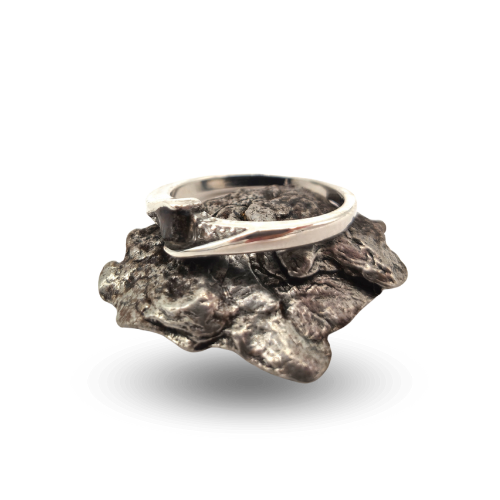 Meteoritenring aus Stahl mit Zirkonia - Campo del Cielo