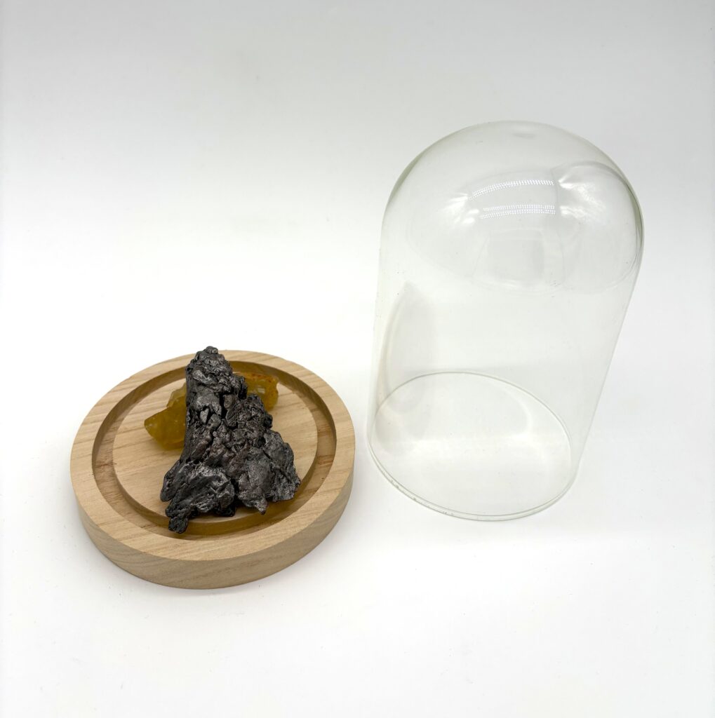 INVESTITIONEN METEORITEN PRODUKTE METEORITEN CAMPO DEL CIELO GLAS LIBYSCH GLOCKE ENE GLAS WEISS GRUNDIERT (2)