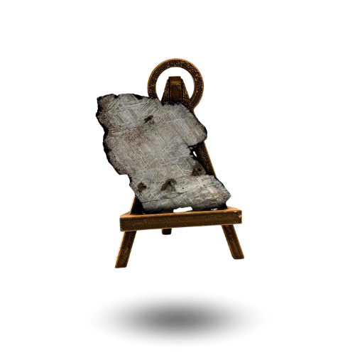 Meteorit Muonionalusta Scheibe auf Staffelei