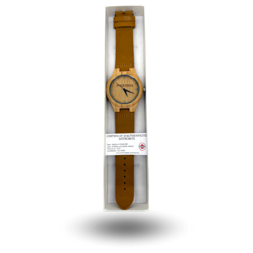 Uhr aus Holz Meteorit sebkha el melah 001