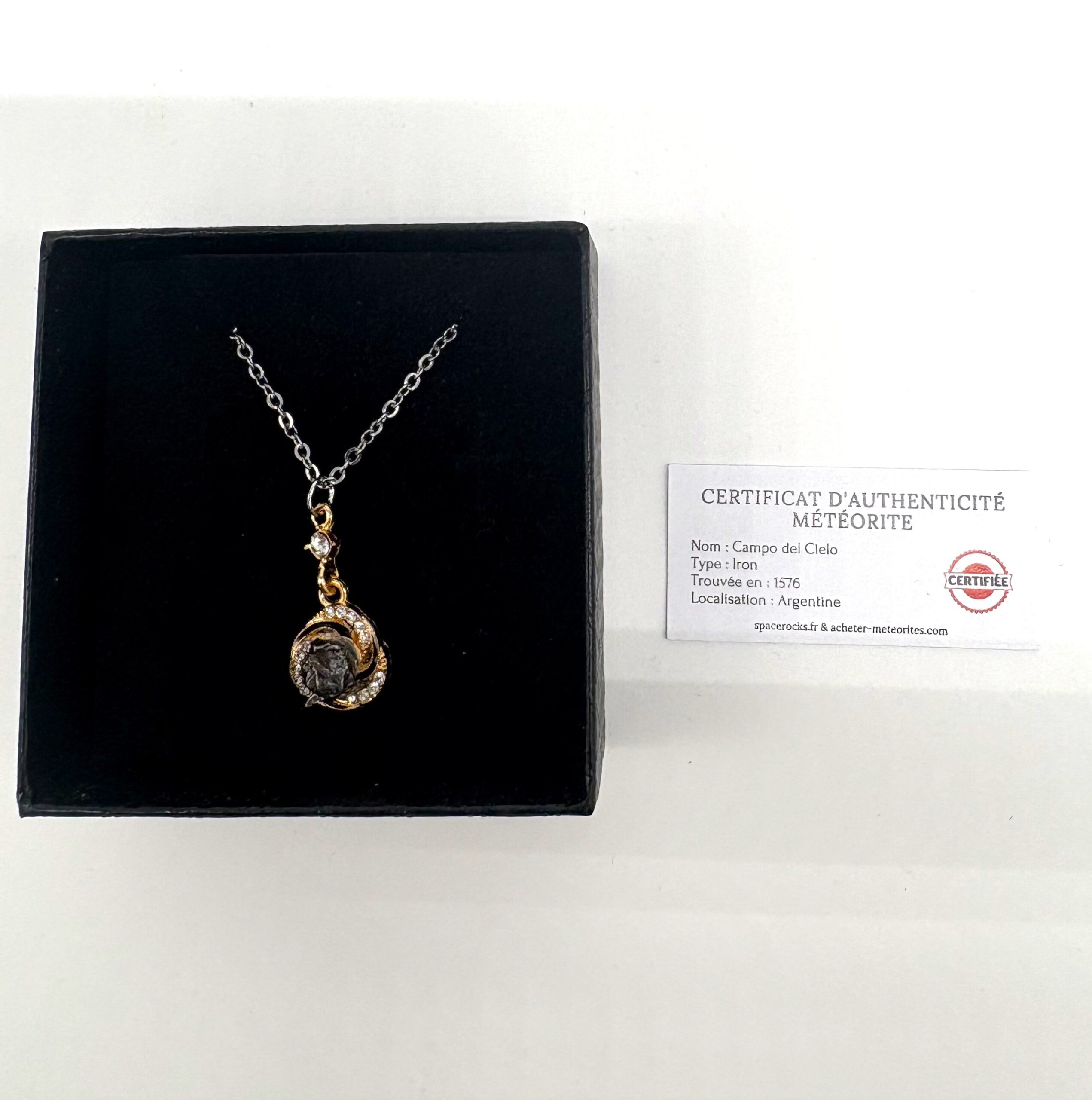 Campo del cielo Meteoriten-HALSKETTE vergoldet Zirkonia