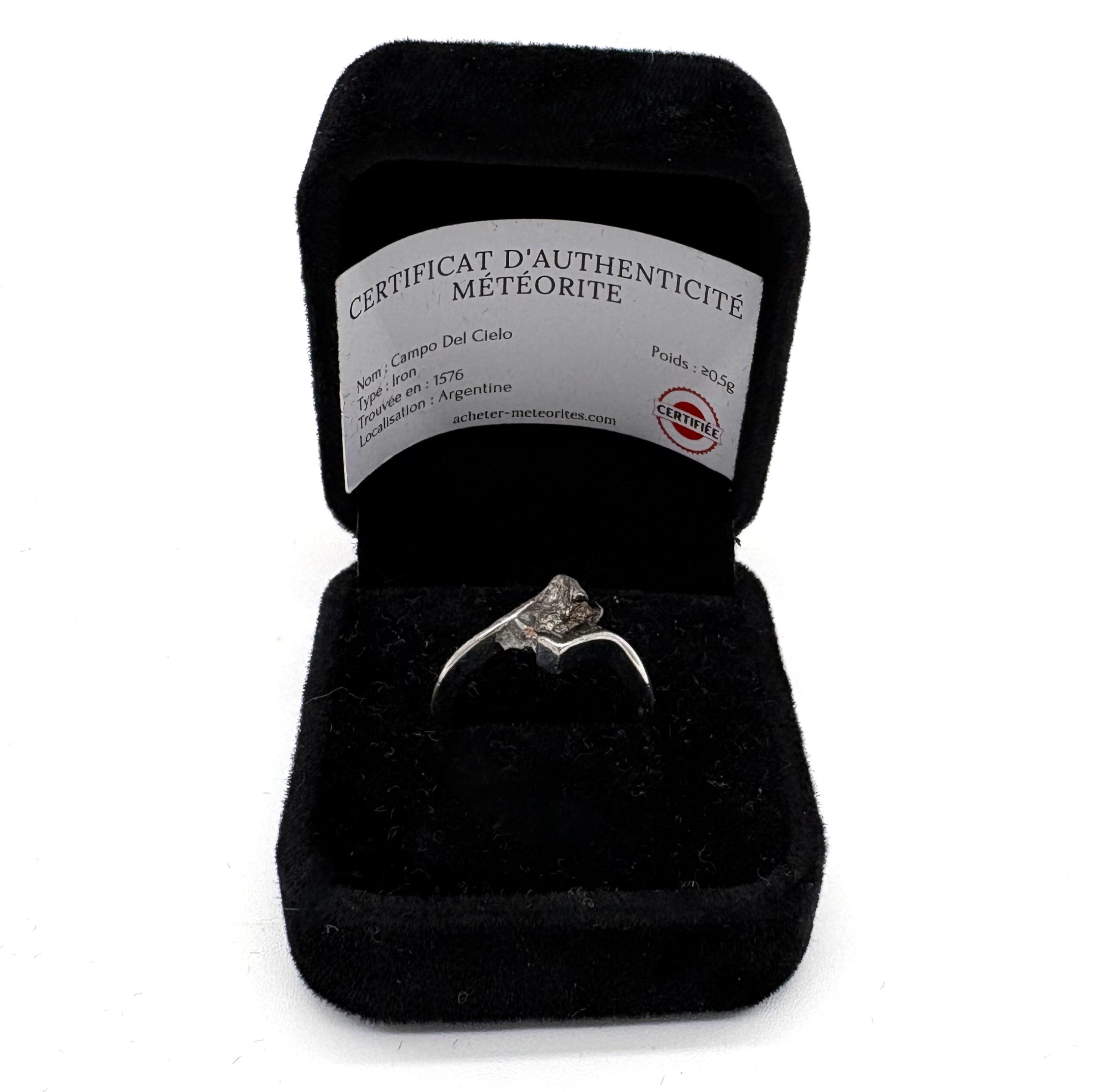 Versilberter Himmelsring mit Meteorit Campo del Cielo