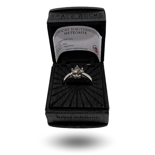 Kosmischer Ring Campo del Cielo versilbert - Holzschatulle