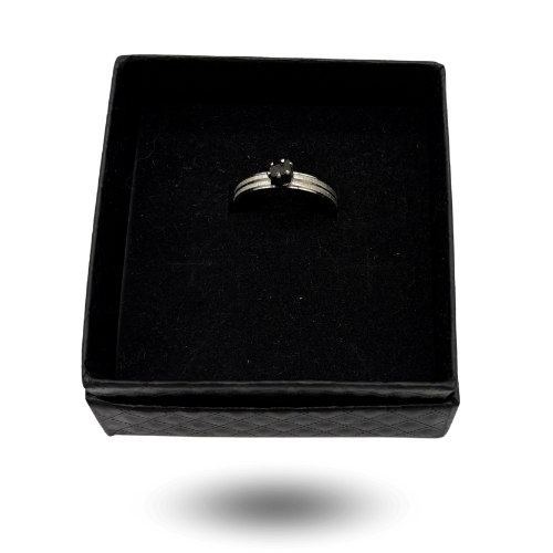versilberter Designring Meteorit