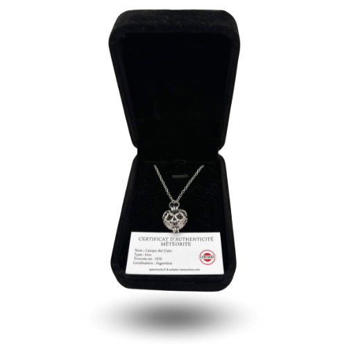 silberne Halskette Meteorit Herz Campo del cielo
